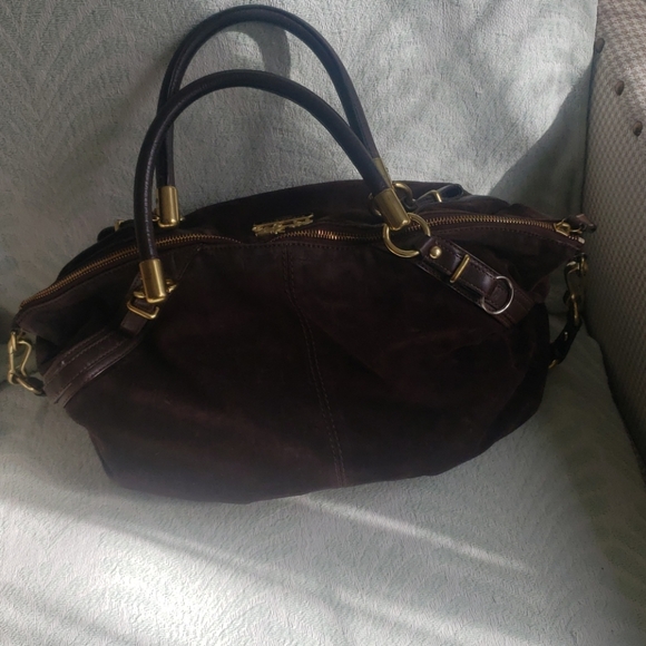 Brown suede coach bag (madsen) - Picture 2 of 5